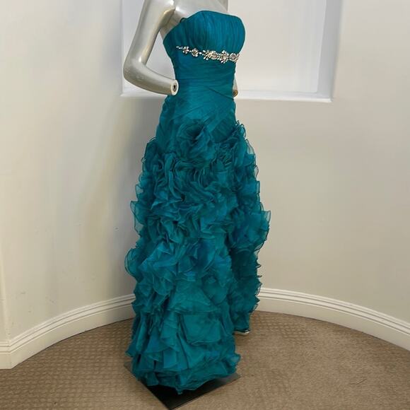 BICICI & COTY Strapless Teal Gown Rhinestones accent Size S Special Occasion NWT - Picture 4 of 15